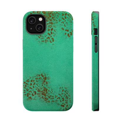 MagSafe "teal cheetah" airbrush iPhone case