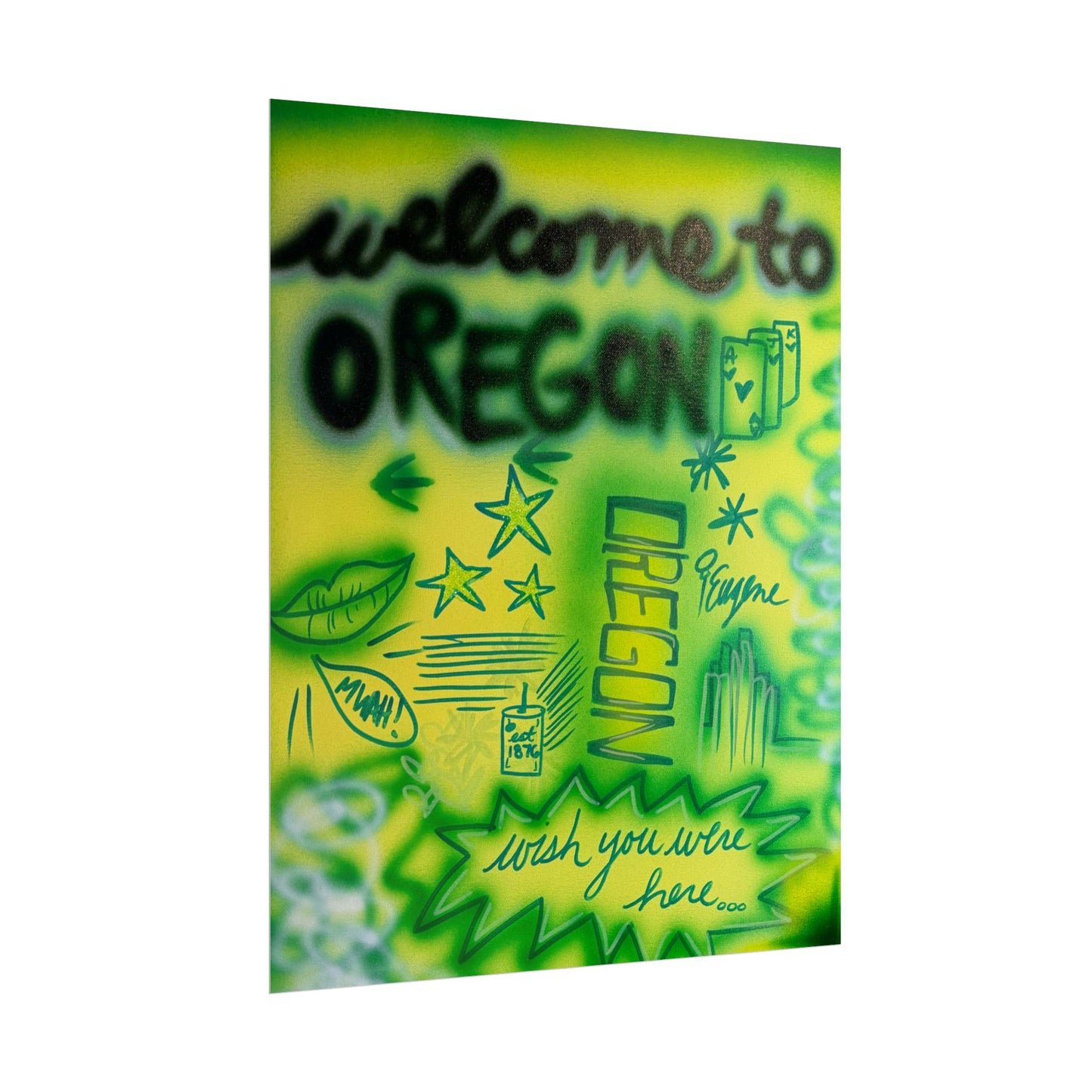 "oregon" airbrush rolled print