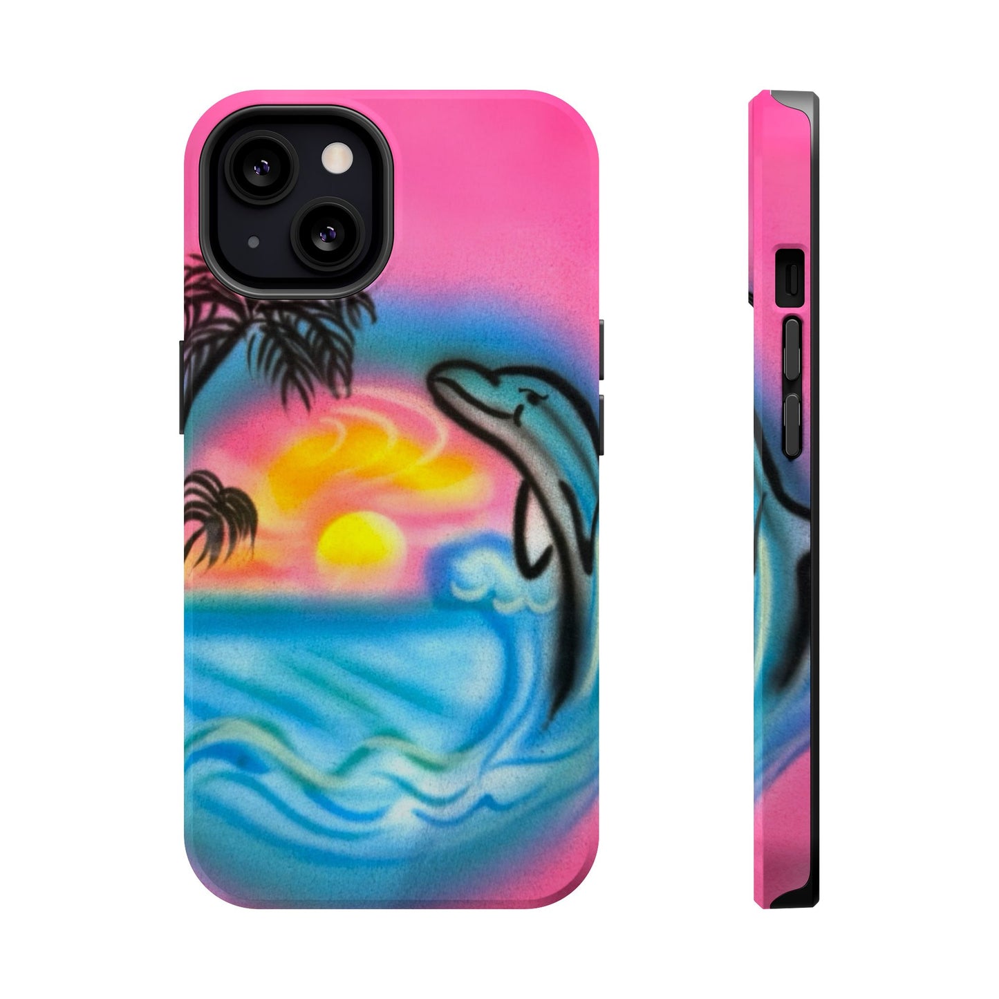 MagSafe "dolphin love" airbrush iPhone case
