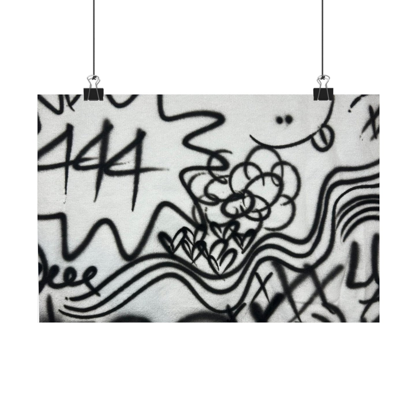 "444" airbrush horizontal print