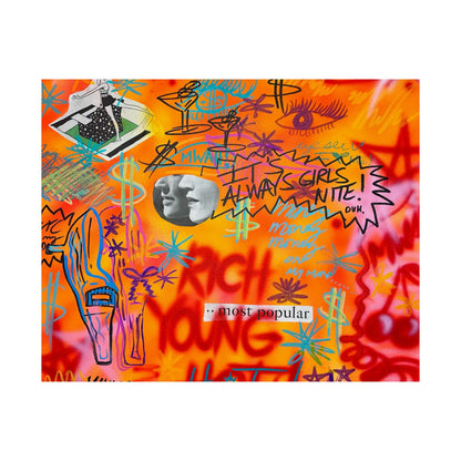 "young, rich, hot" airbrush horizontal print