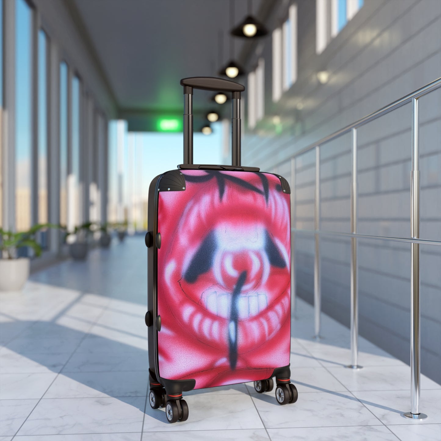 "be happy go lucky" airbrush suitcase