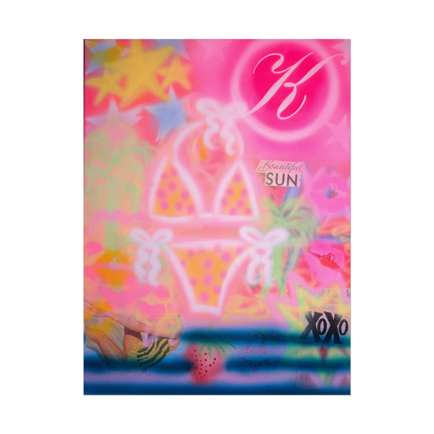 "santa monica strawberry" airbrush rolled print