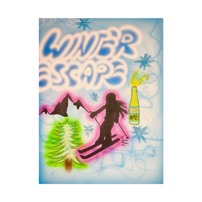 "winter escape" airbrush rolled print