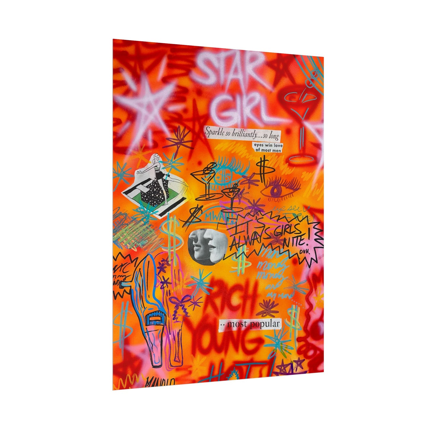 "young, rich, hot" airbrush rolled print