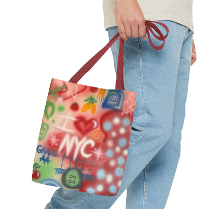 "i <3 NYC" airbrush tote bag