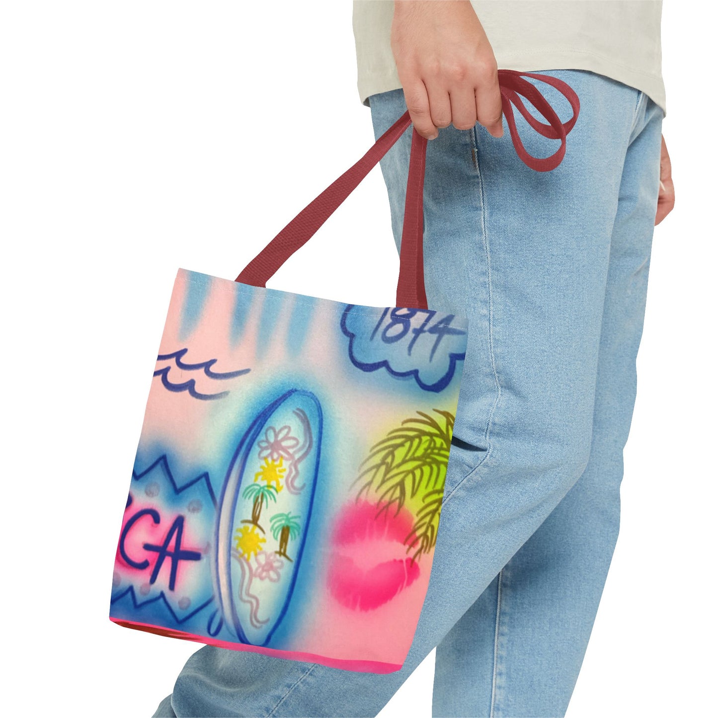 "in the wave" airbrush tote bag