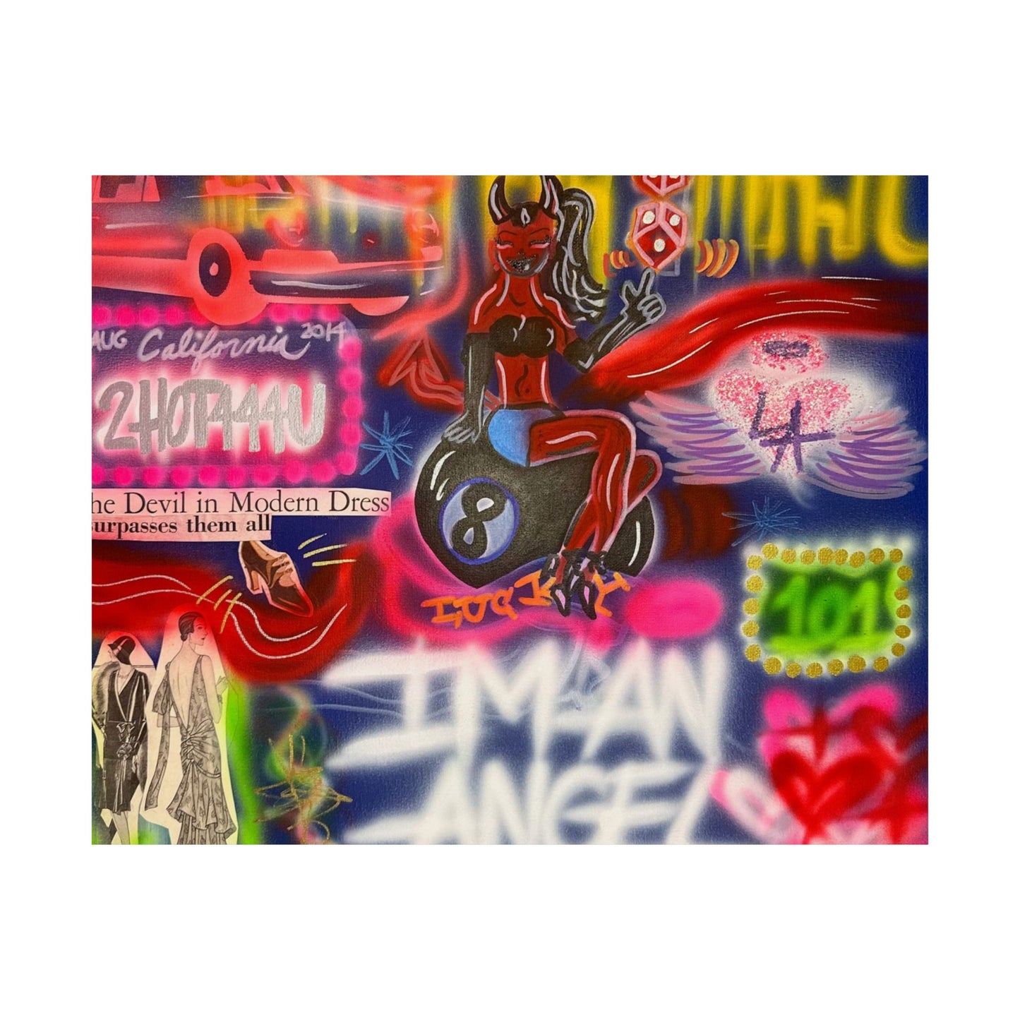 "im an angel" airbrush horizontal print