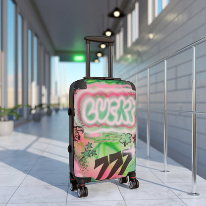 "so lucky" airbrush suitcase