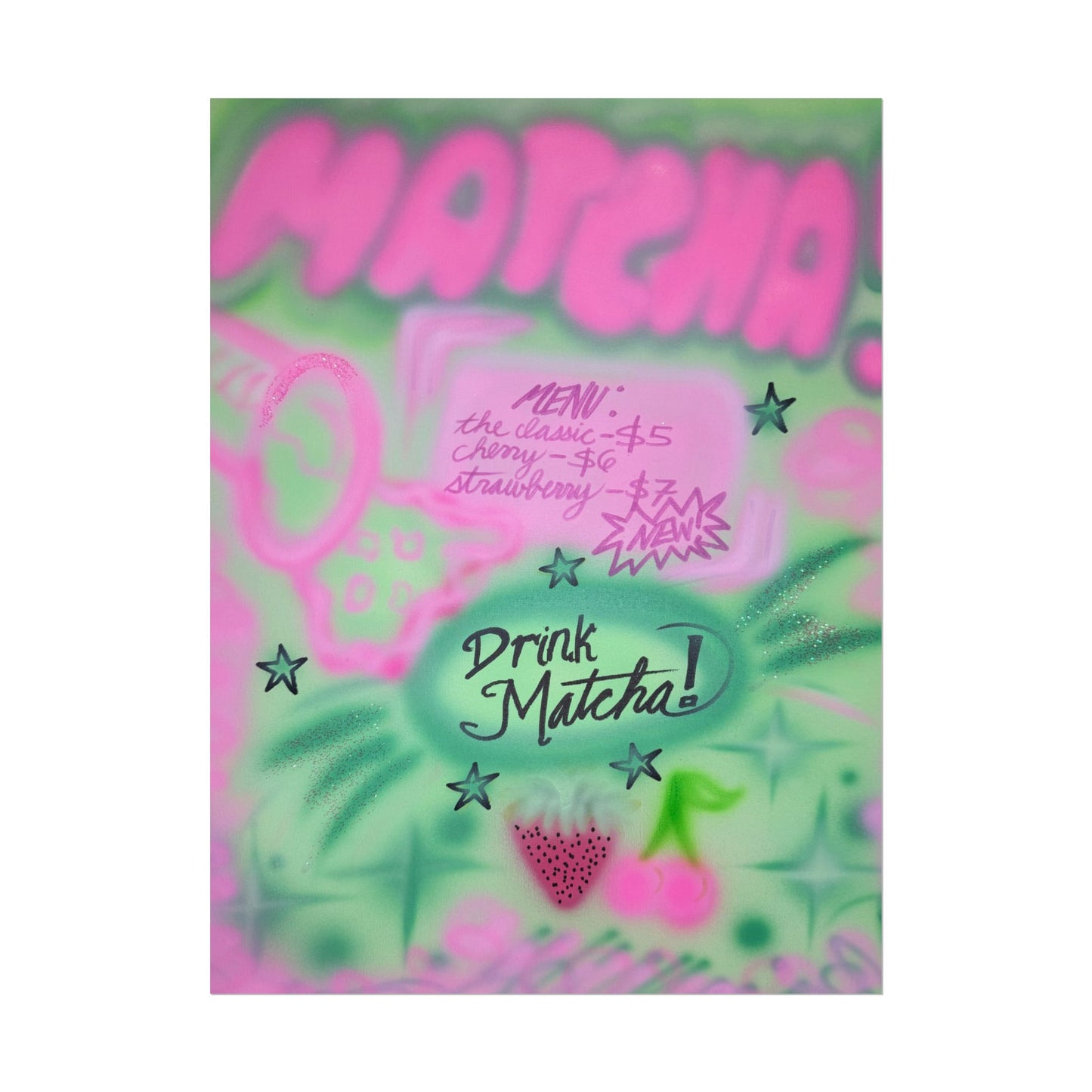 "matcha!" airbrush rolled print