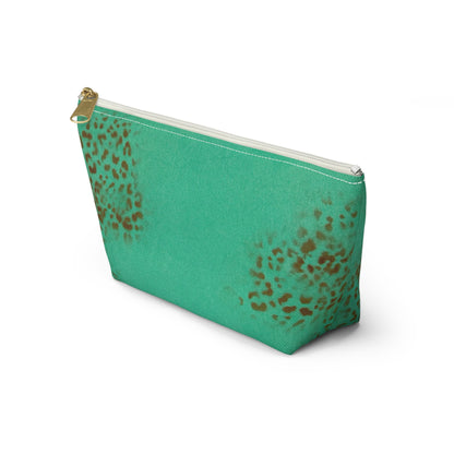 "teal cheetah" airbrush makeup pouch
