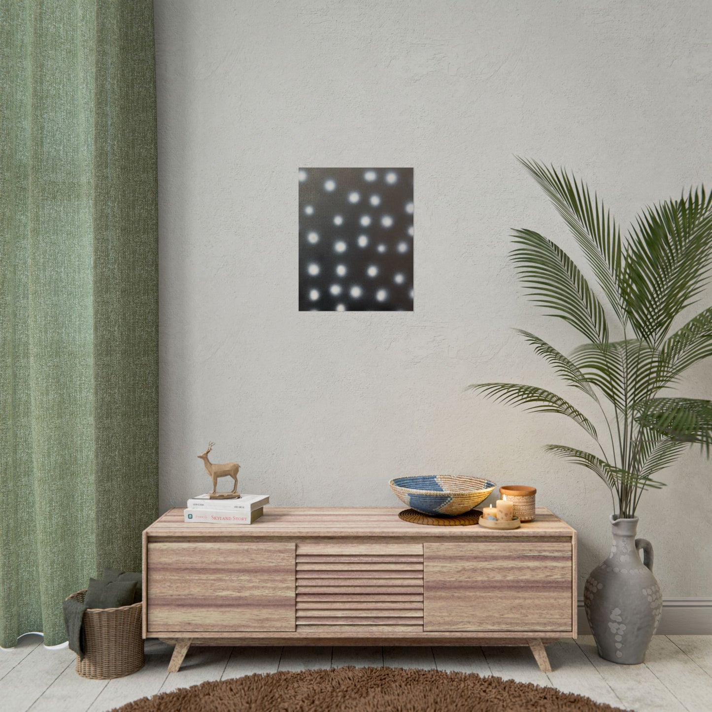 "coconut noir polka dots" airbrush rolled print