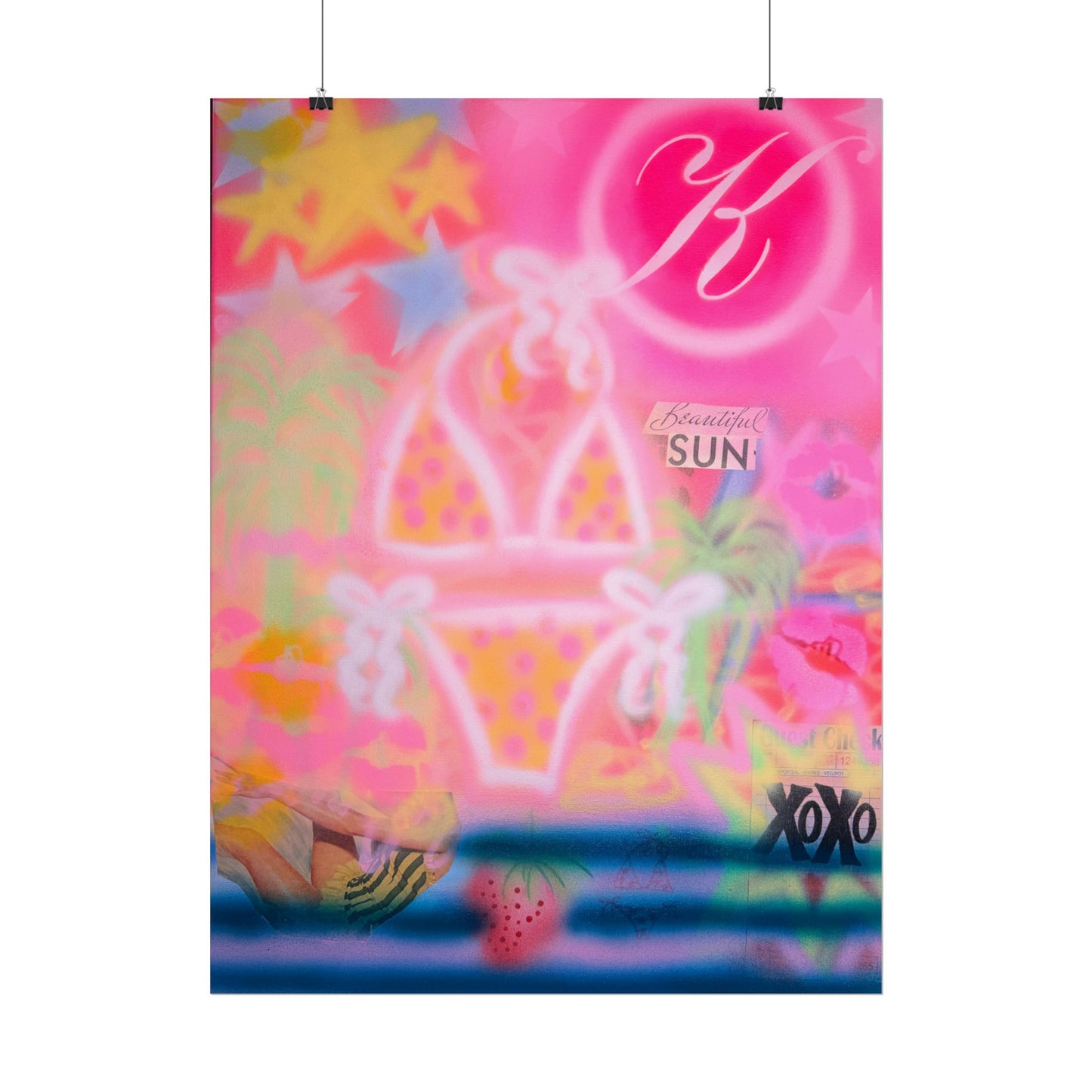 "santa monica strawberry" airbrush rolled print
