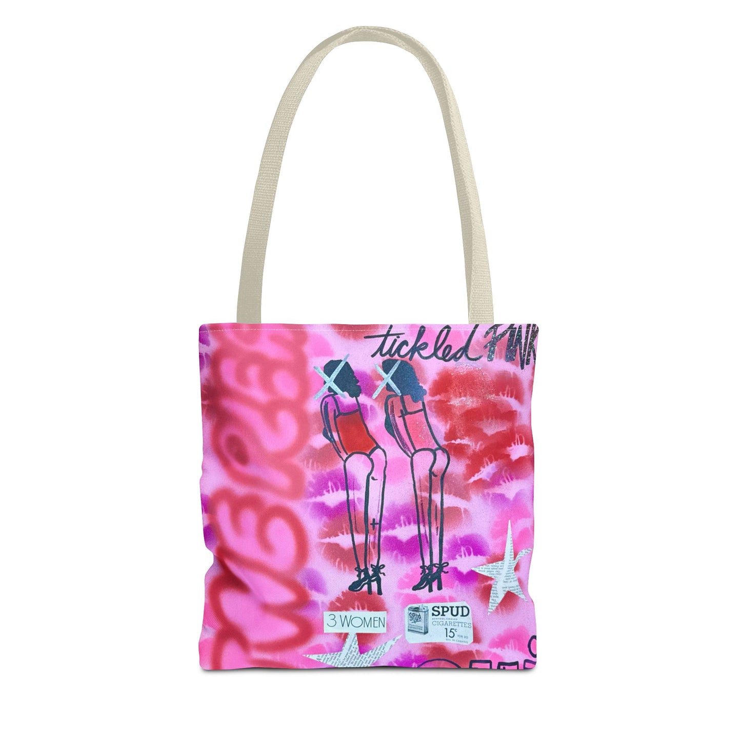 "tickled pink" airbrush tote bag