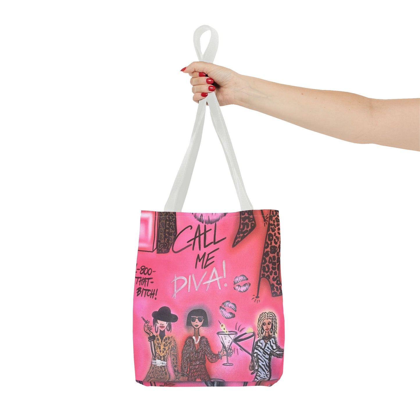 "party diva" airbrush tote bag