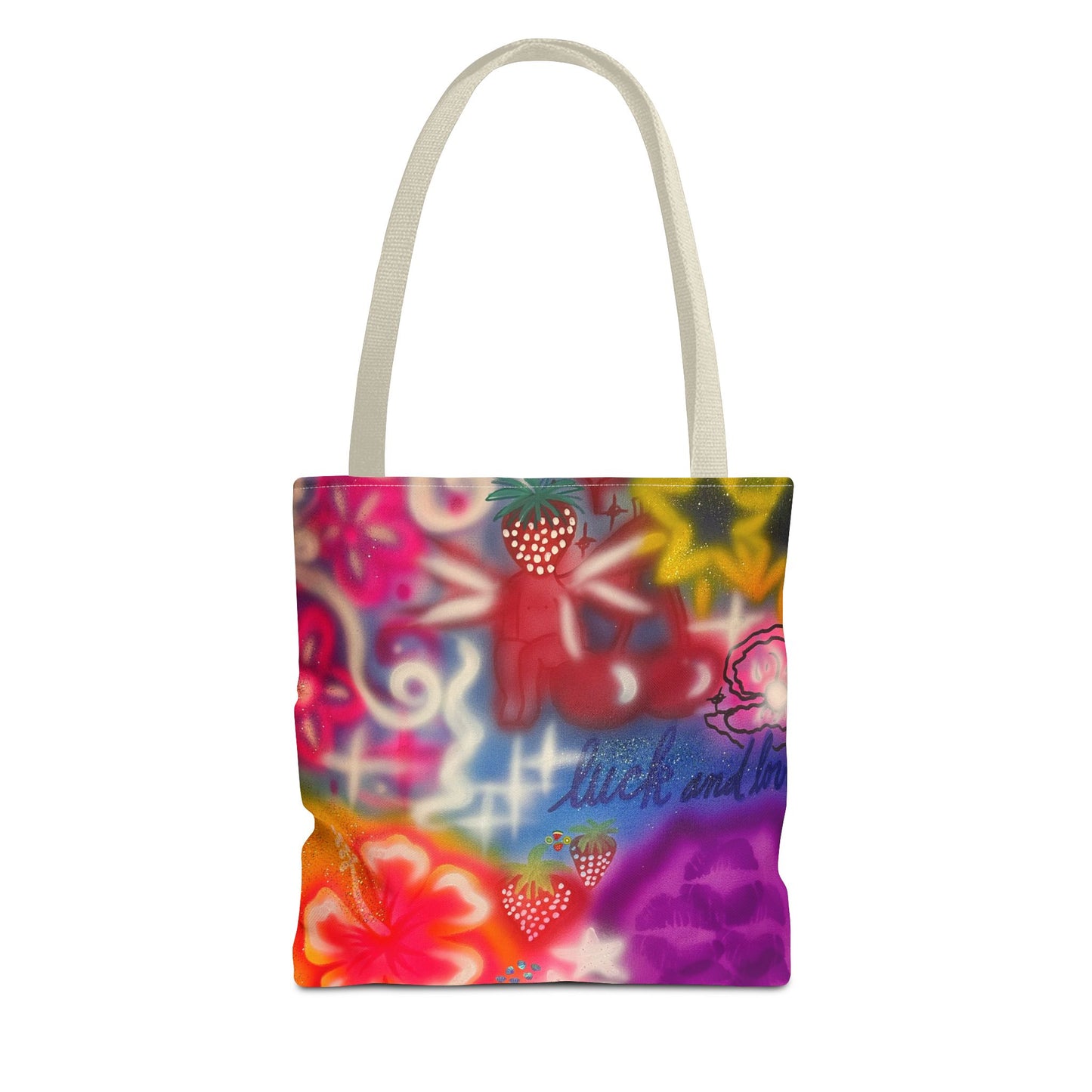 "luck n luv" airbrush tote bag