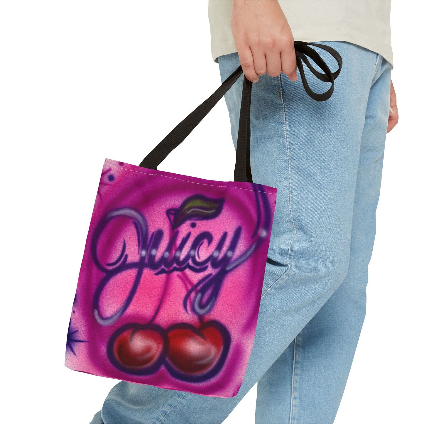 "juicy" airbrush tote bag