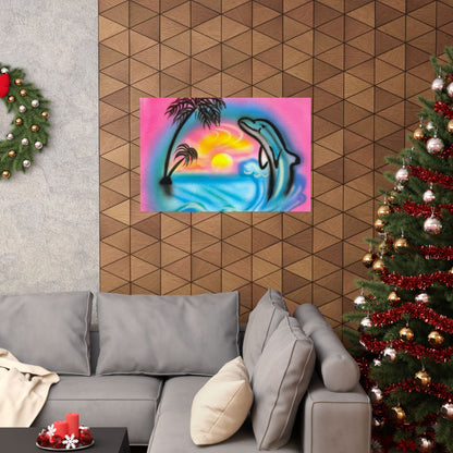 "dolphin love" airbrush horizontal print
