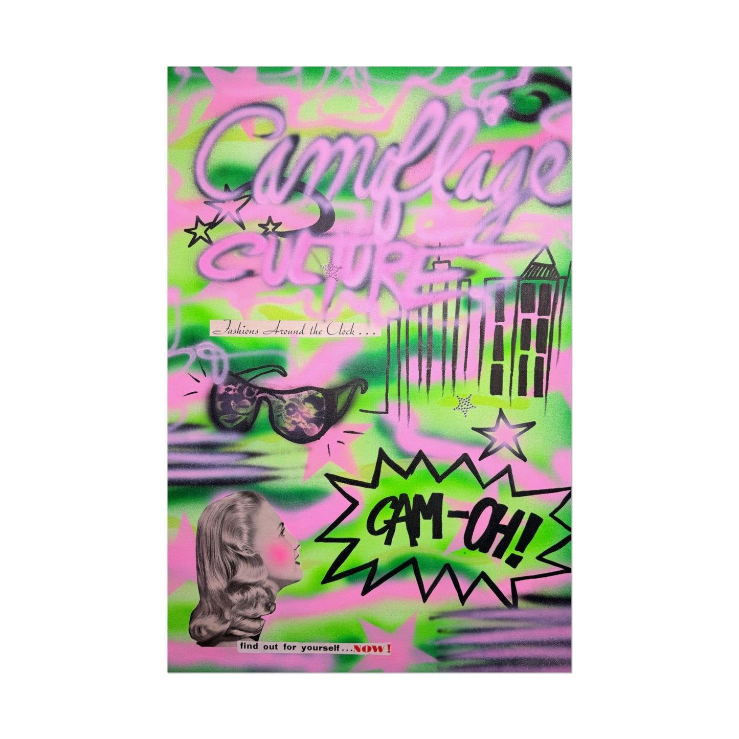 "green camo" airbrush rolled print