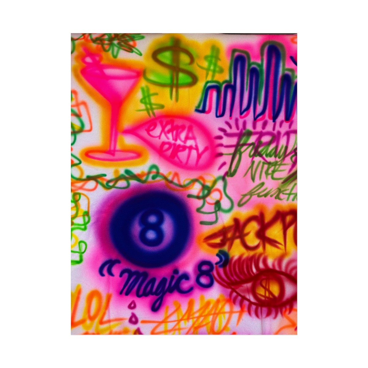 "colorful chaos" airbrush rolled print