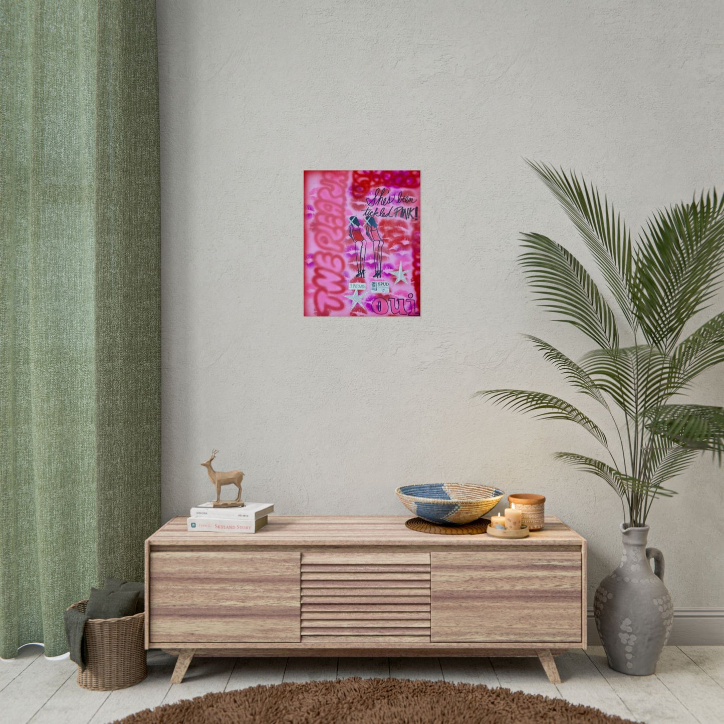"tickled pink" airbrush rolled print