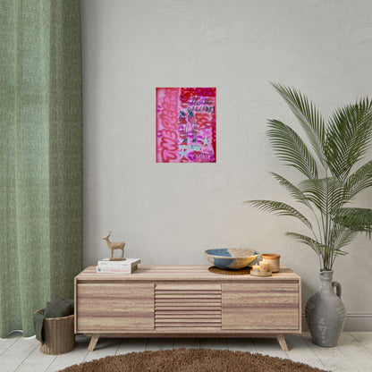 "tickled pink" airbrush rolled print