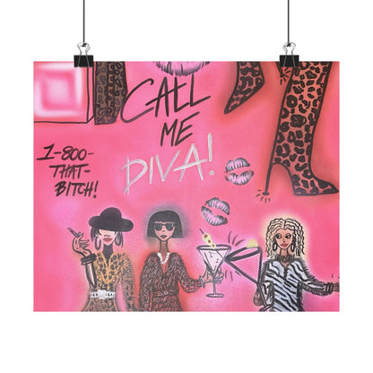 "party diva" airbrush horizontal print