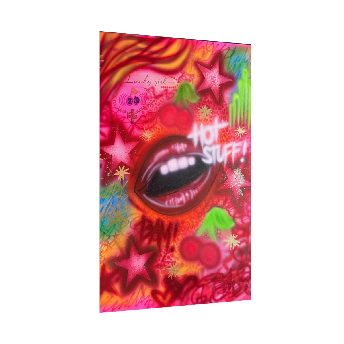"hot stuff" airbrush rolled print