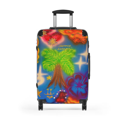 "blue neon palms" airbrush suitcase