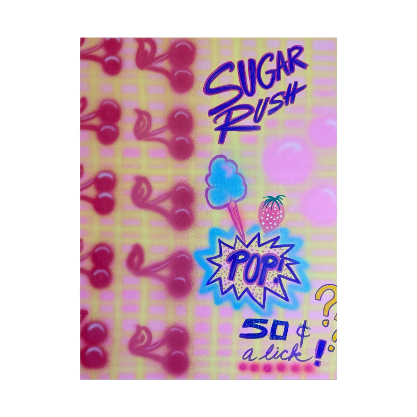 "sugar rush" airbrush rolled print