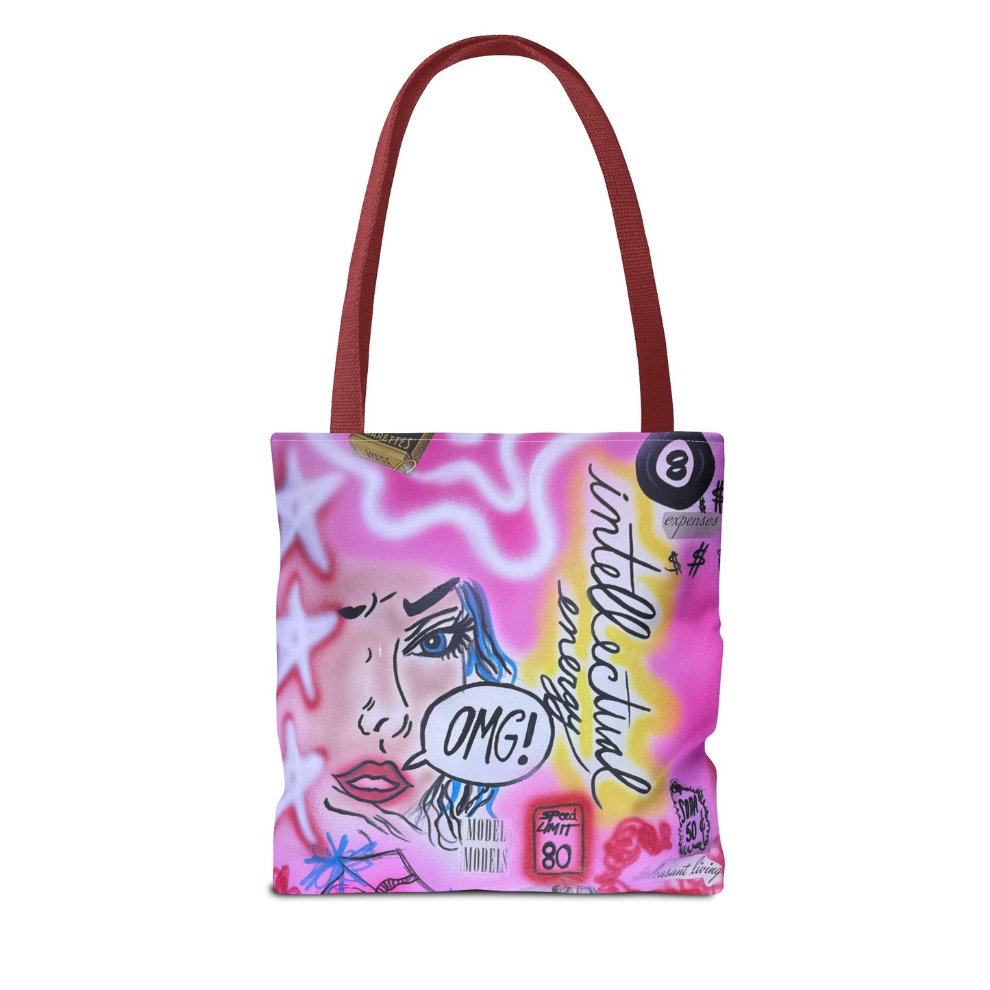 "intellectual energy" airbrush tote bag