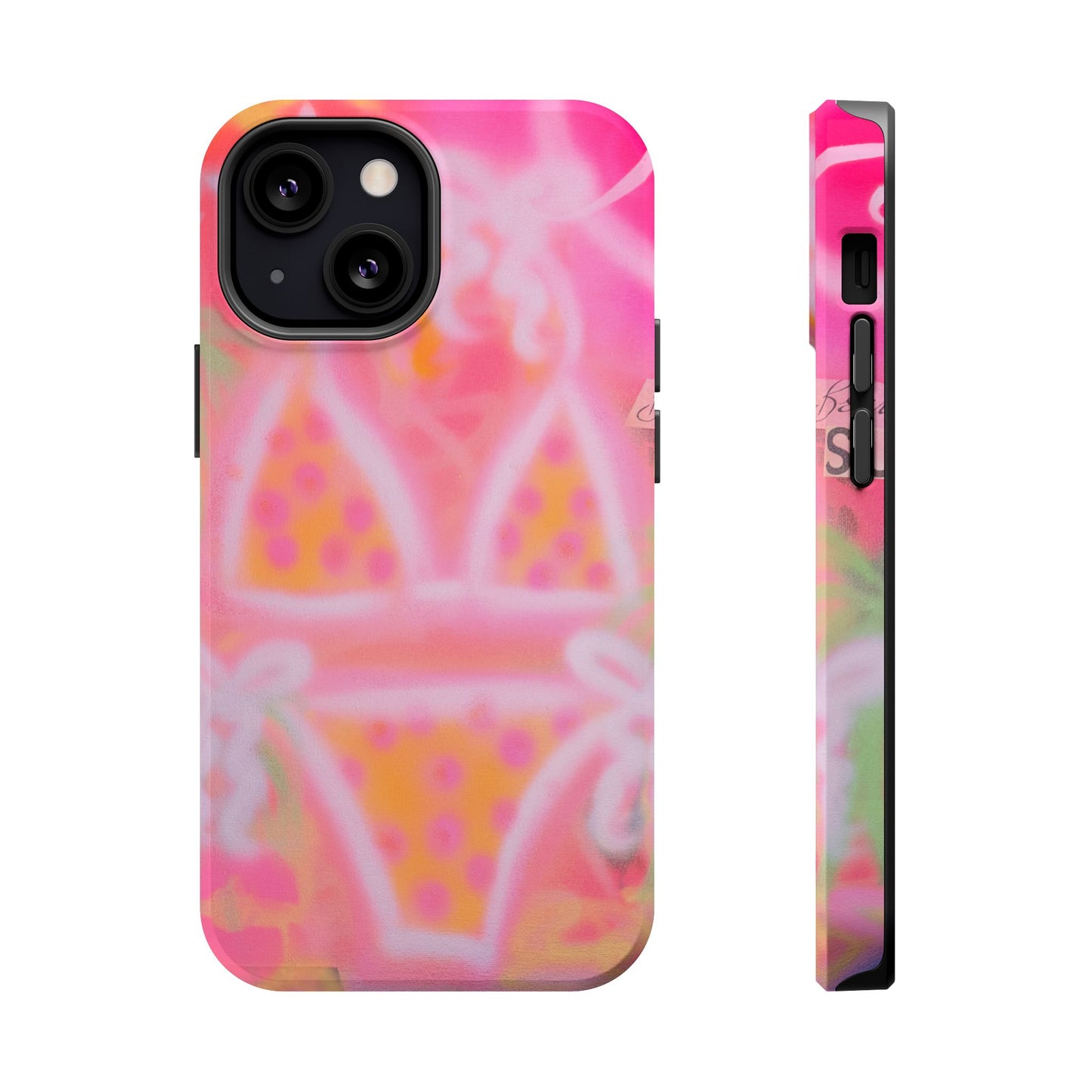MagSafe "yellow polka dot bikini" airbrush iPhone case