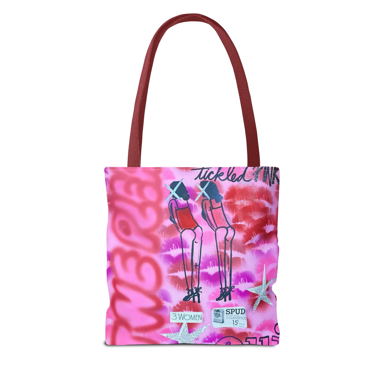 "tickled pink" airbrush tote bag