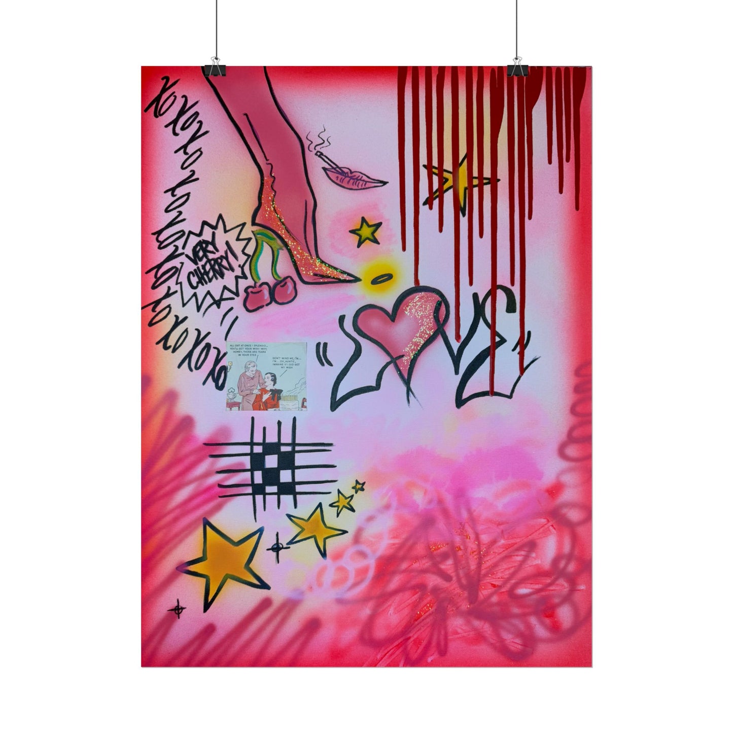 "cherry luvr" airbrush rolled print