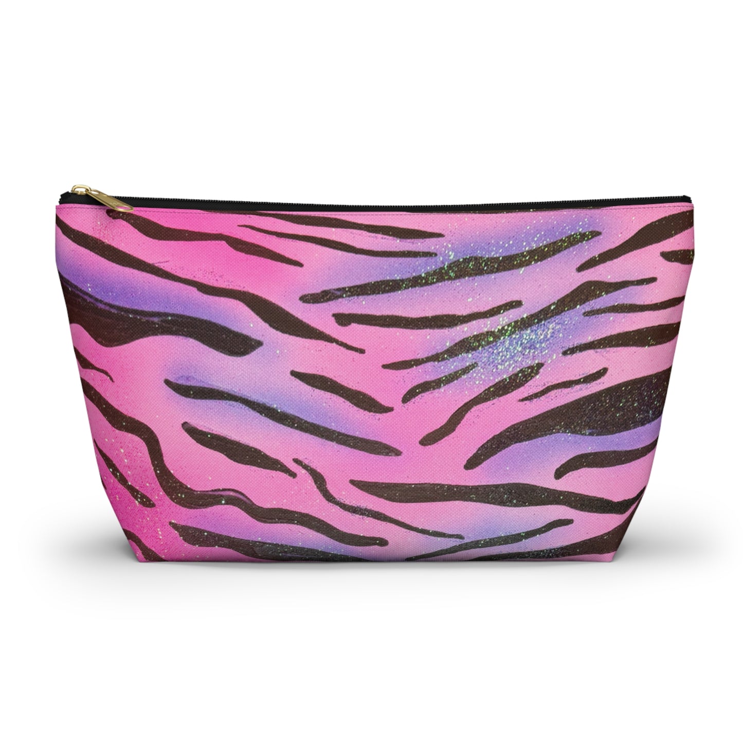 "zebra glitter" airbrush makeup pouch