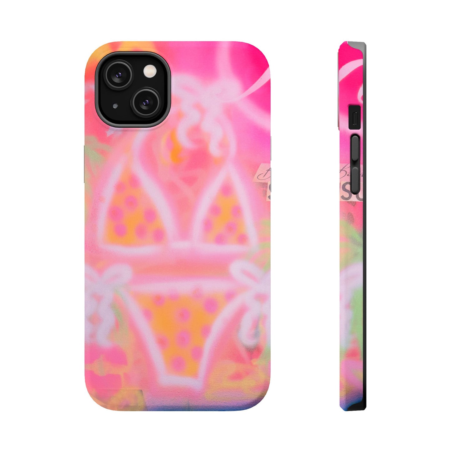 MagSafe "yellow polka dot bikini" airbrush iPhone case