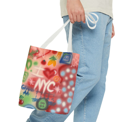 "i <3 NYC" airbrush tote bag