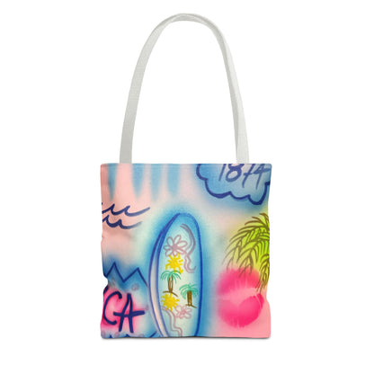"in the wave" airbrush tote bag