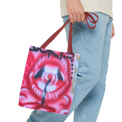 "be happy go lucky" airbrush tote bag