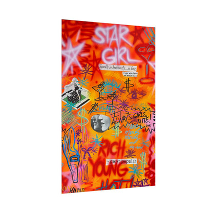 "young, rich, hot" airbrush rolled print