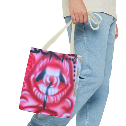"be happy go lucky" airbrush tote bag