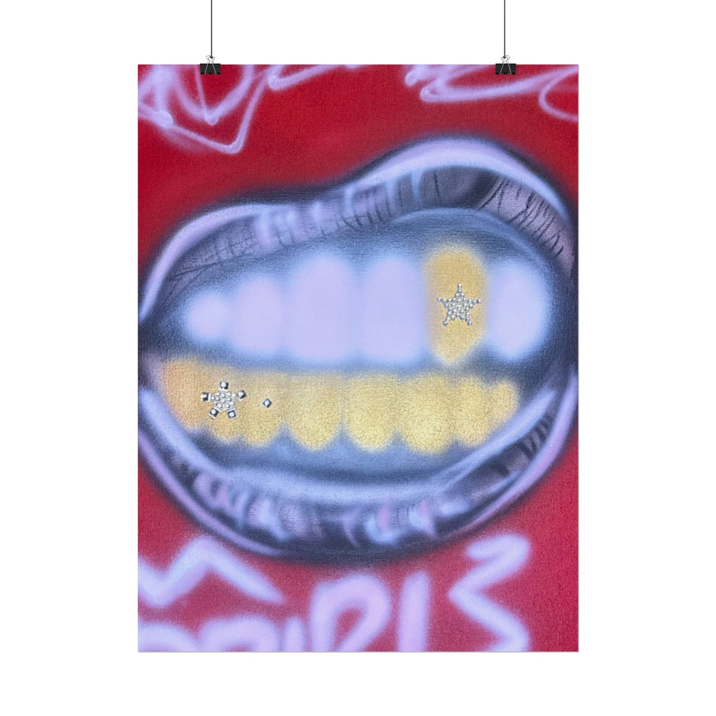 "bite me bling" airbrush rolled print