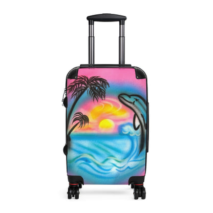 "dolphin love" airbrush suitcase
