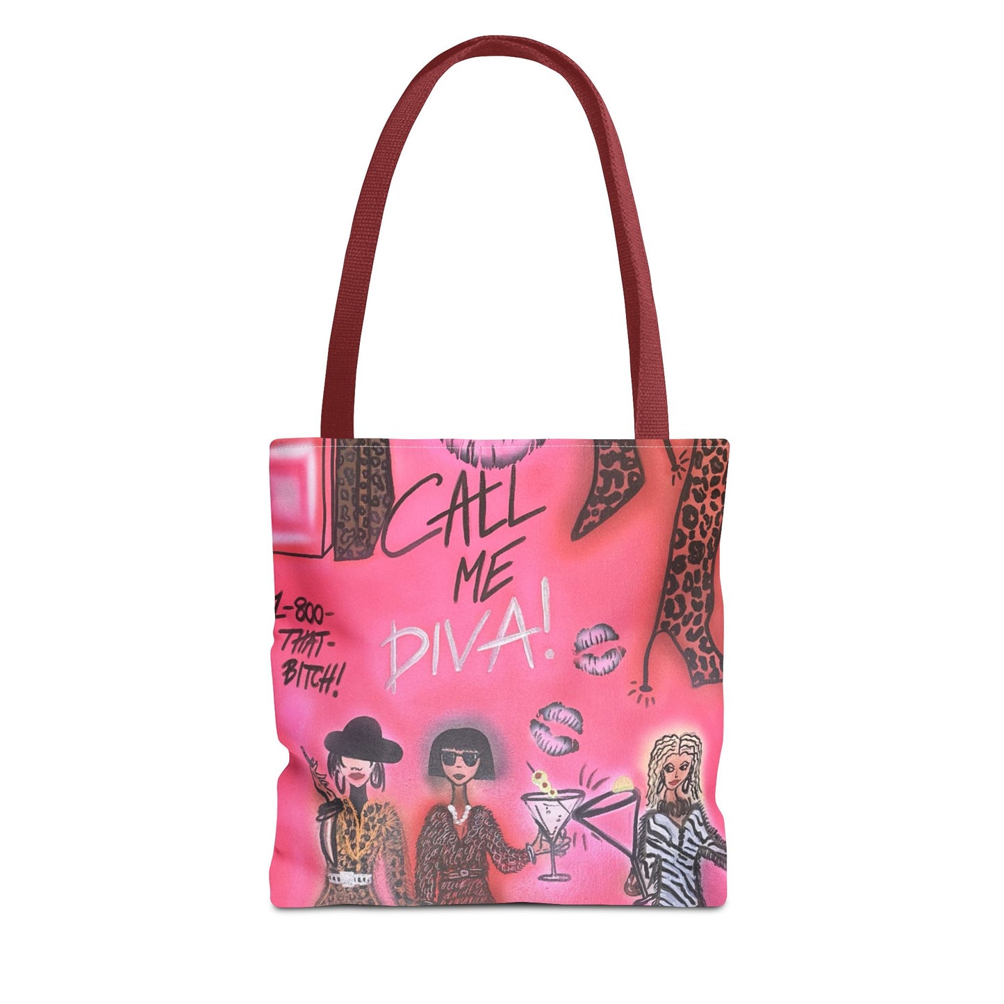 "party diva" airbrush tote bag