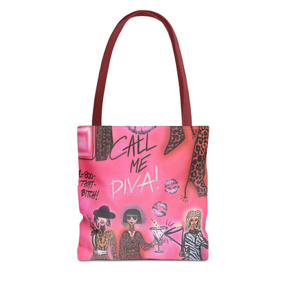 "party diva" airbrush tote bag