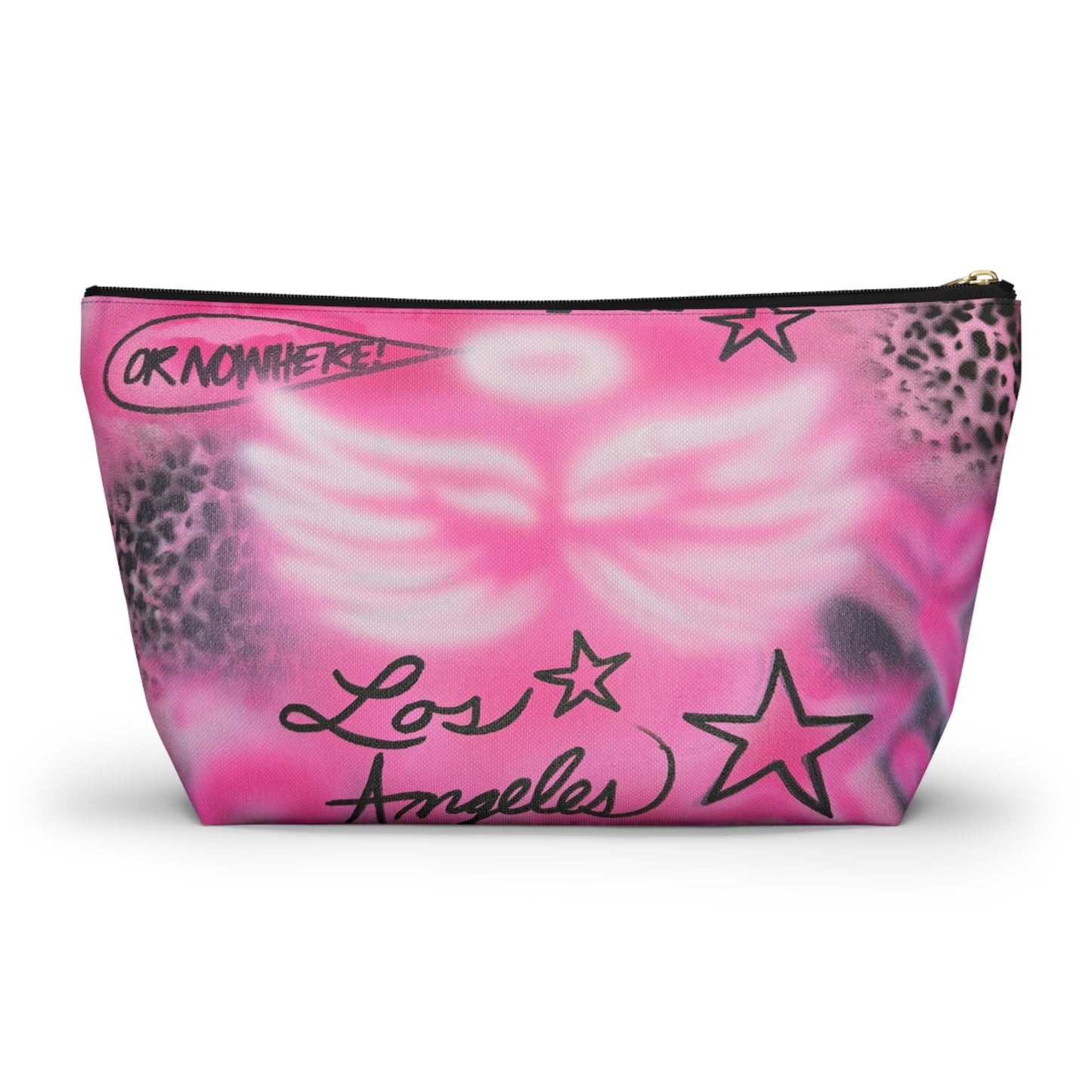 "pink angel wings" airbrush makeup pouch