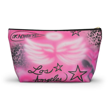 "pink angel wings" airbrush makeup pouch