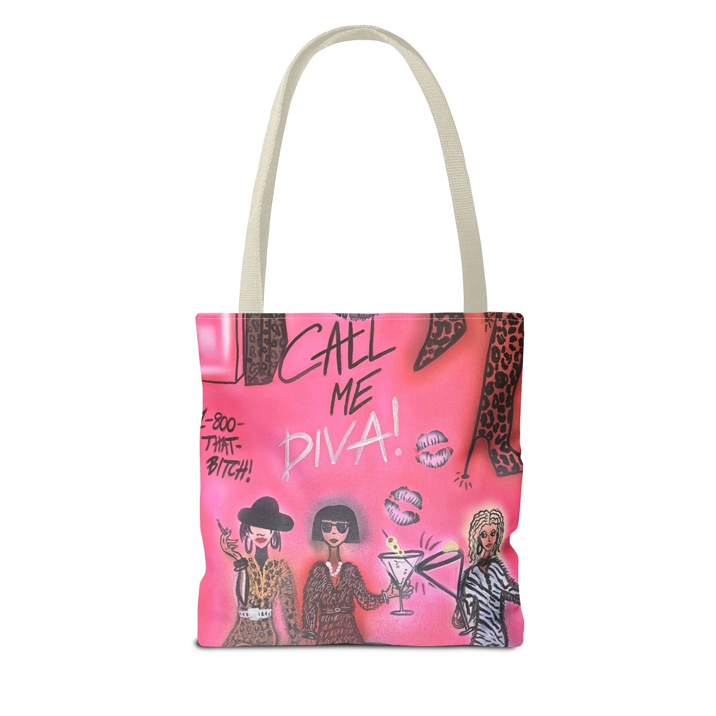 "party diva" airbrush tote bag