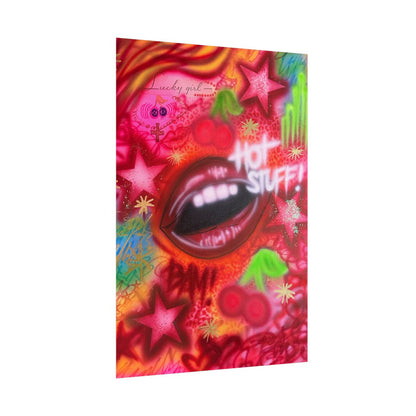 "hot stuff" airbrush rolled print