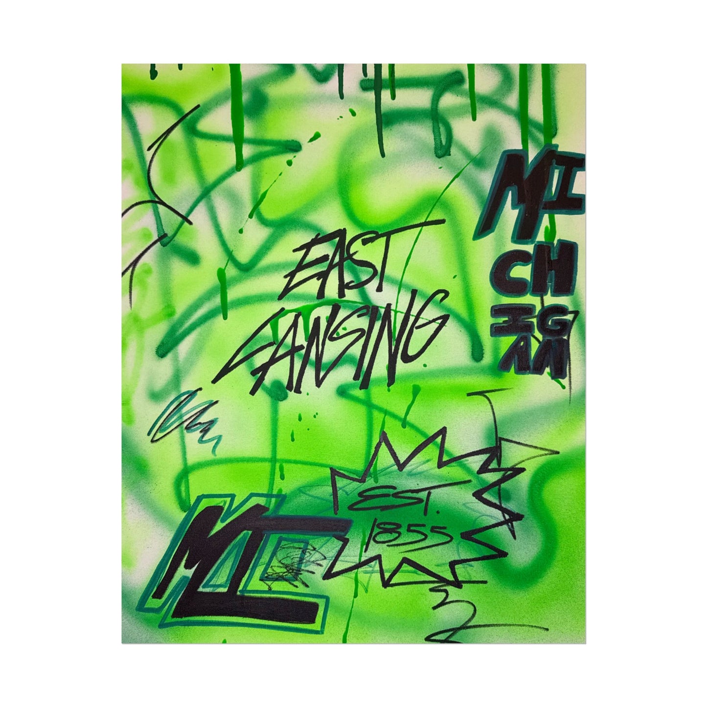 "east lansing, mi" airbrush rolled print